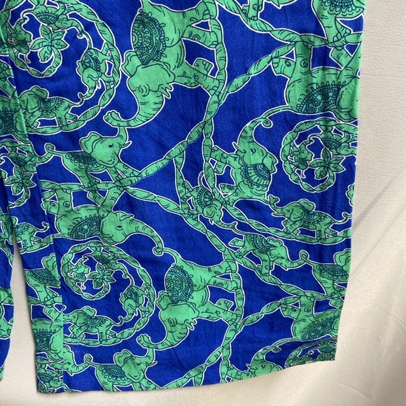Vintage Lily Pulitzer Elephant Print Wide Leg Pants Blue Green Size Medium - Picture 3 of 7